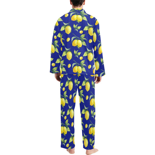 Lemon Pattern Print Design LM06 Men's Long Pajama Set
