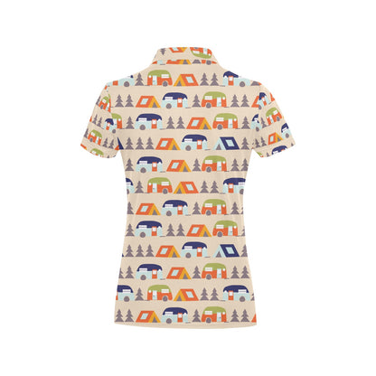 Camper Tent Pattern Print Design 03 Women's Polo Shirt