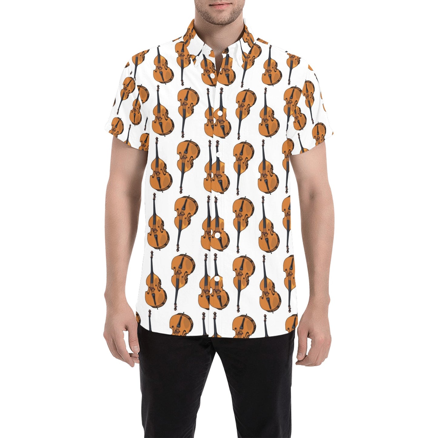 Cello Print Design LKS403 Men Short Sleeve Button Up Shirt