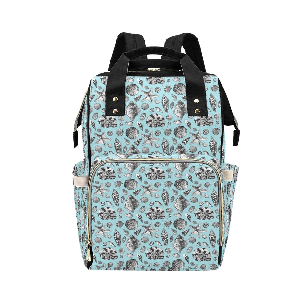 Seashell Beach Print Design LKS302 Diaper Bag Backpack