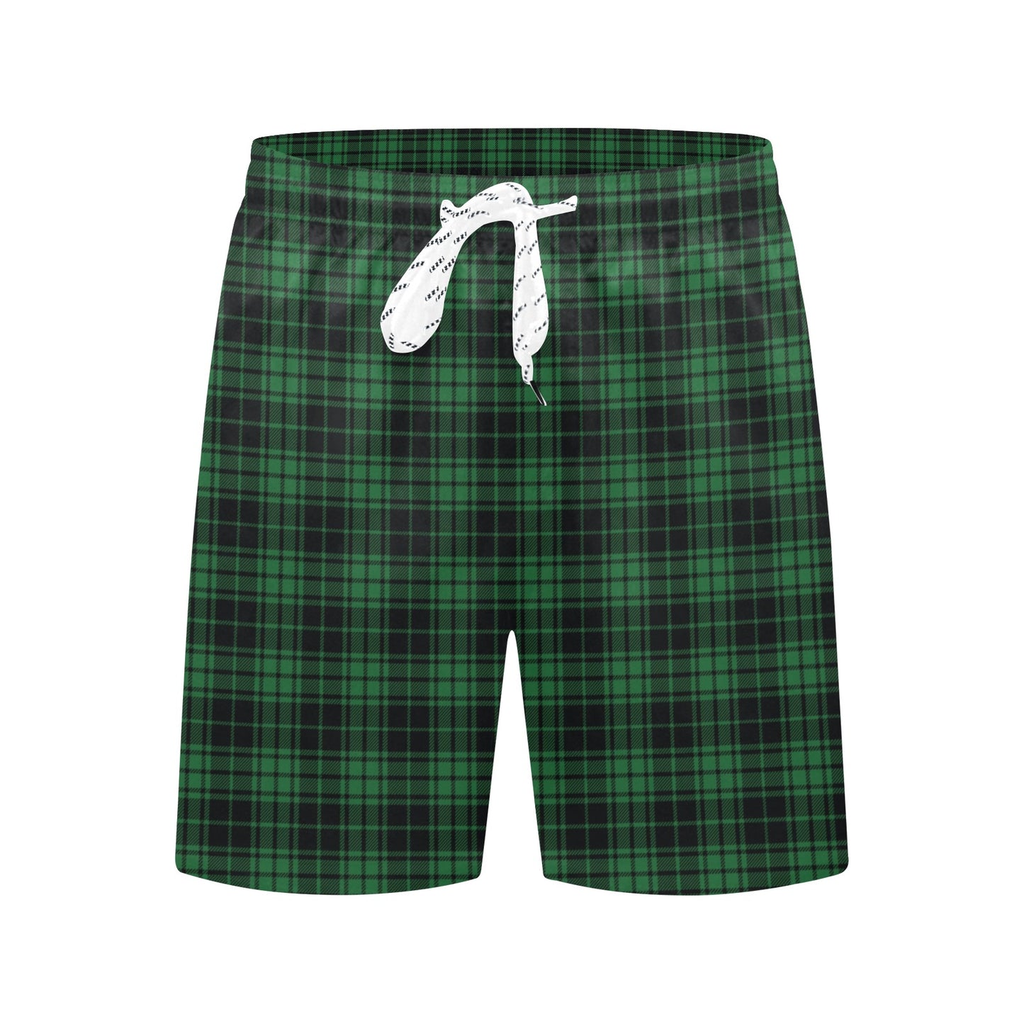 Green Tartan Plaid Pattern Men's Swim Trunks Beach Shorts
