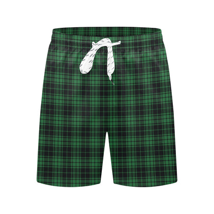 Green Tartan Plaid Pattern Men's Swim Trunks Beach Shorts