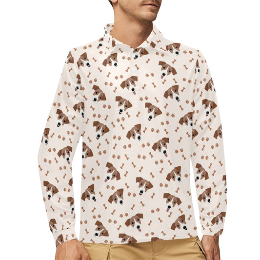 Russell Terriers Paw Print Design LKS303 Long Sleeve Polo Shirt For Men's