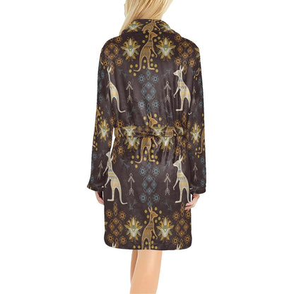 Kangaroos Pattern Print Design 03 Women's Fleece Robe
