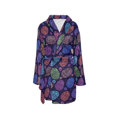 Easter Eggs Pattern Print Design RB012 Women's Fleece Robe