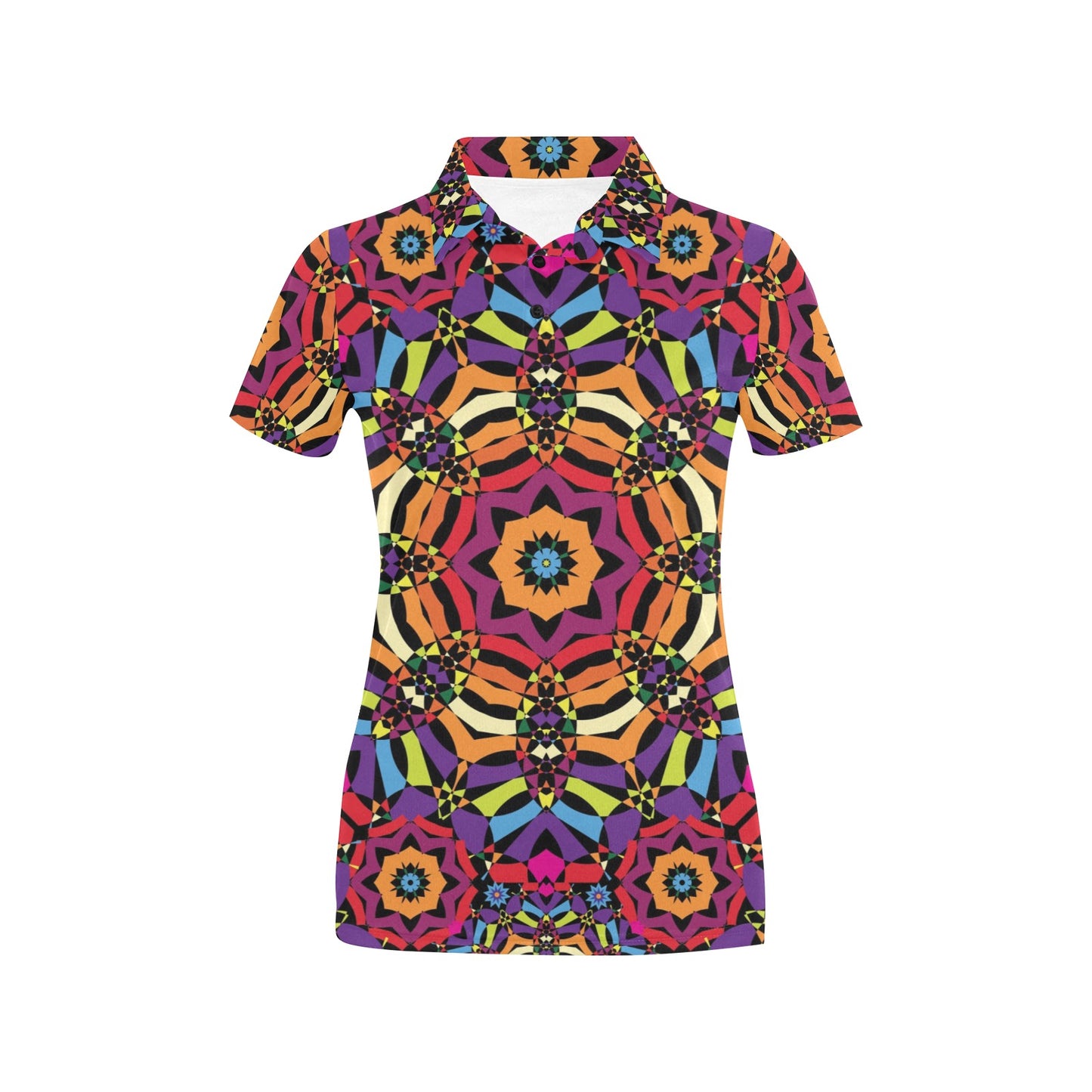 Kaleidoscope Pattern Print Design 01 Women's Polo Shirt