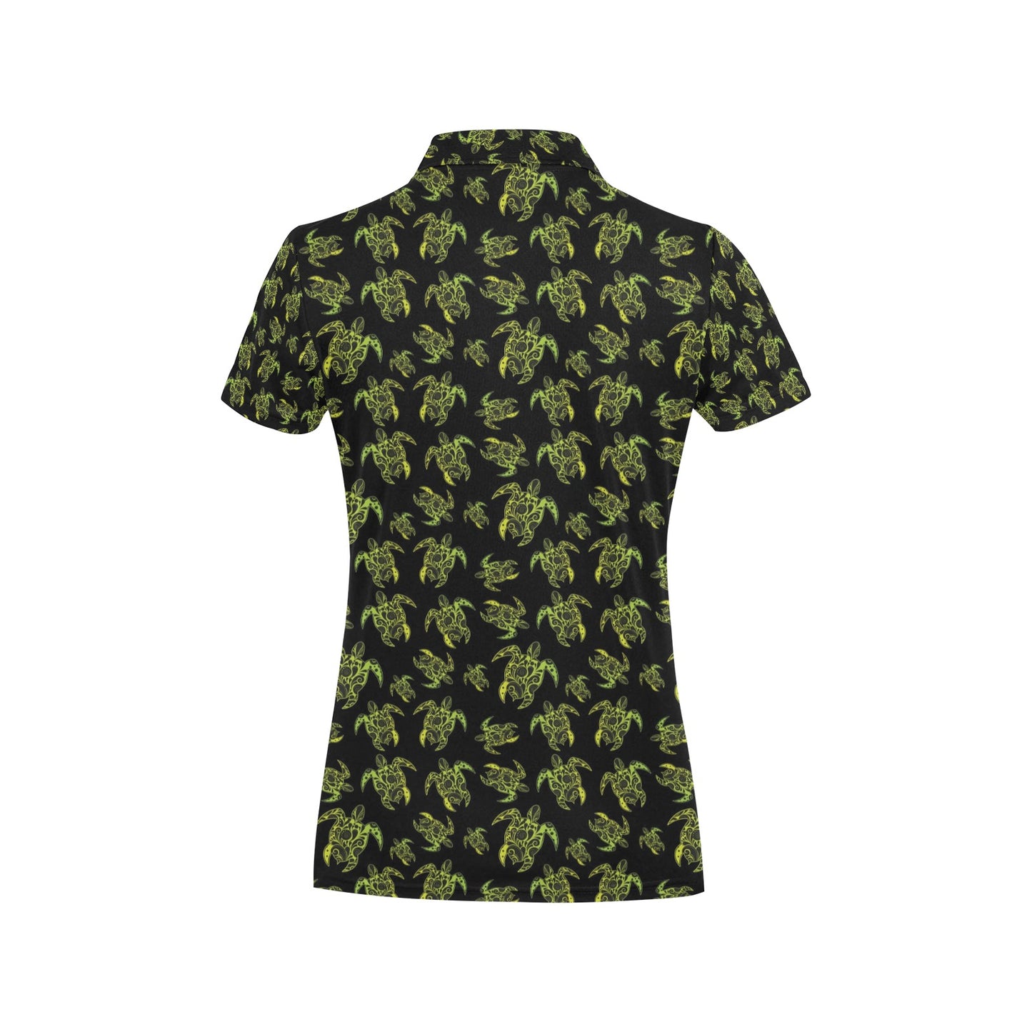 Green Tribal Turtle Polynesian Themed Women's Polo Shirt