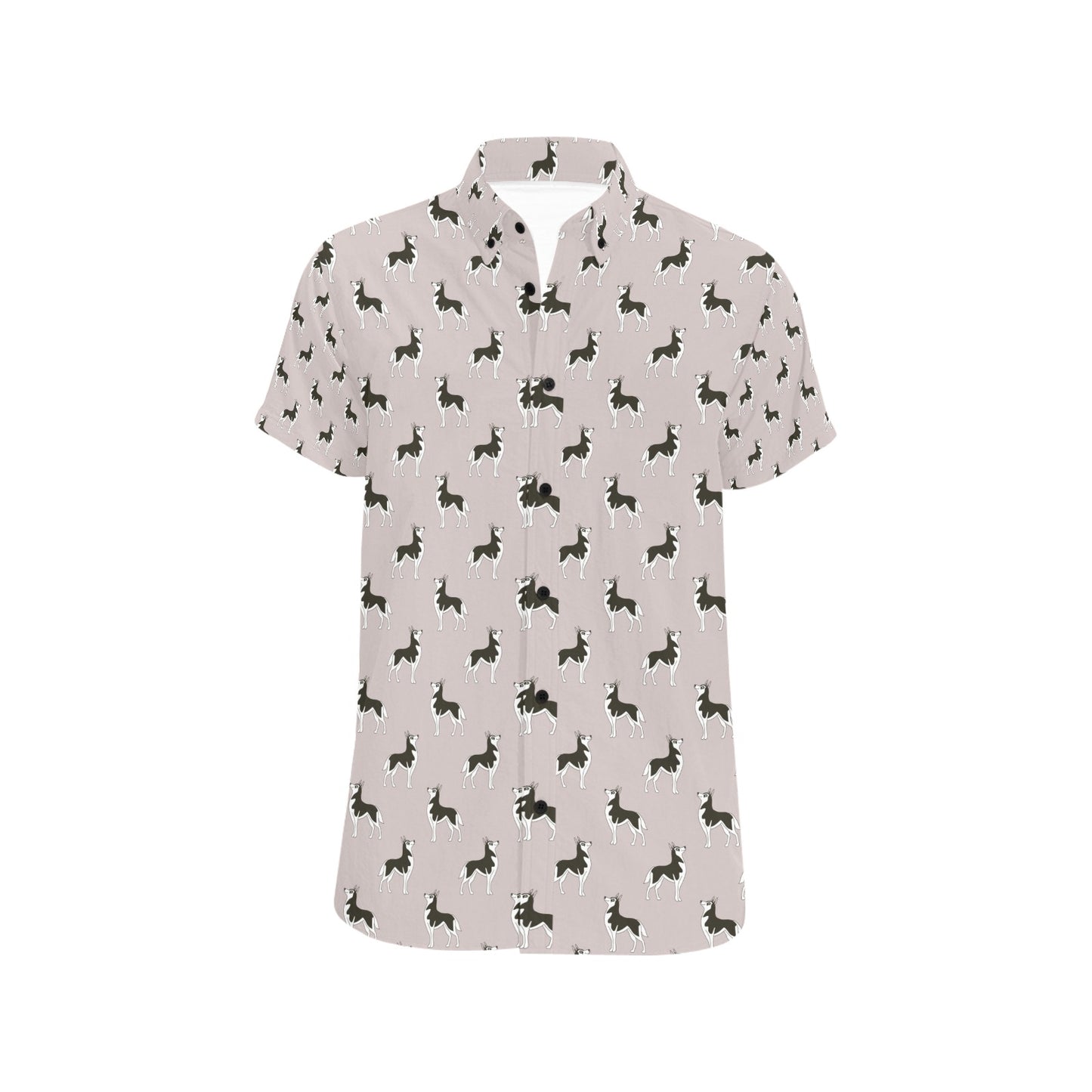 Siberian Huskies Print Design LKS301 Men Short Sleeve Button Up Shirt