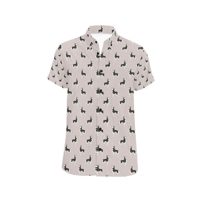 Siberian Huskies Print Design LKS301 Men Short Sleeve Button Up Shirt