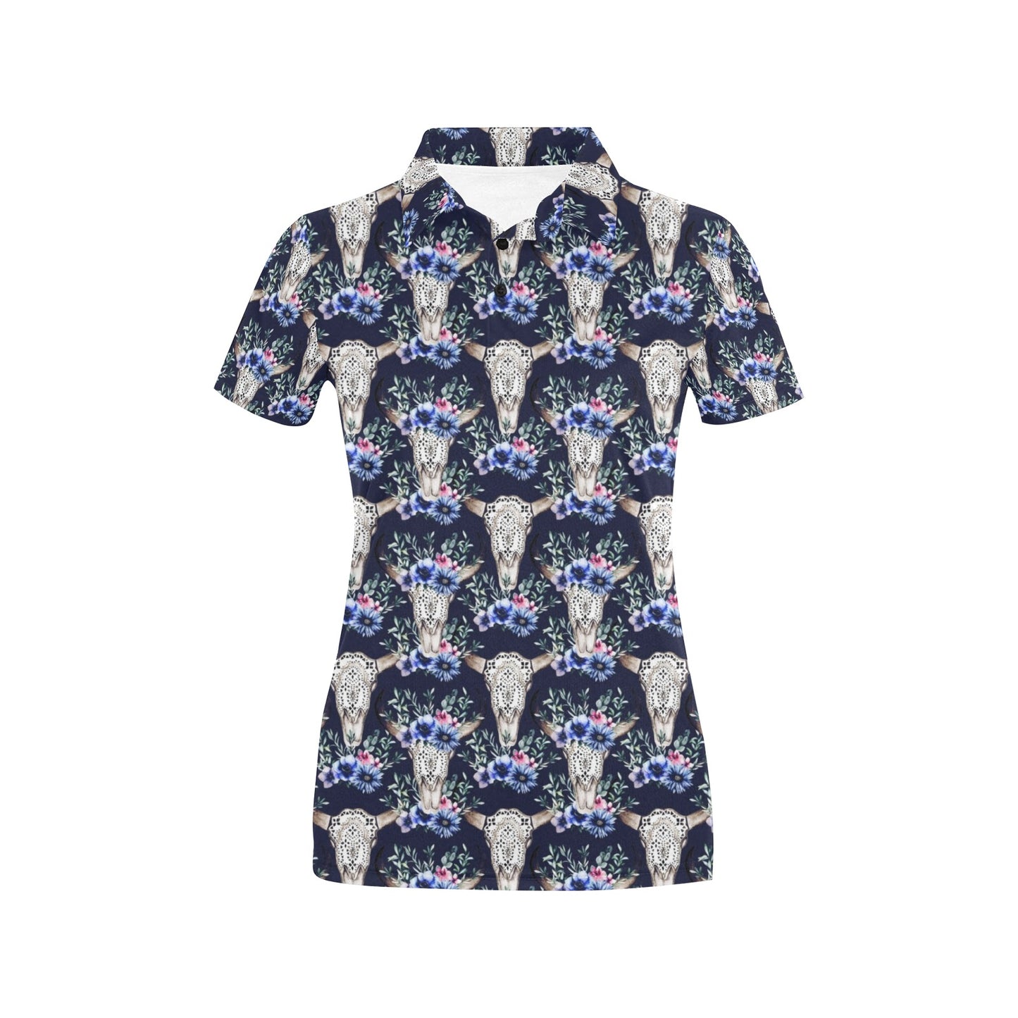 Buffalo Head Print Design LKS402 Women's Polo Shirt