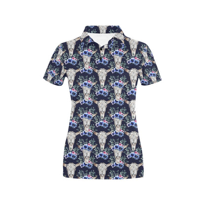Buffalo Head Print Design LKS402 Women's Polo Shirt