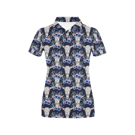Buffalo Head Print Design LKS402 Women's Polo Shirt