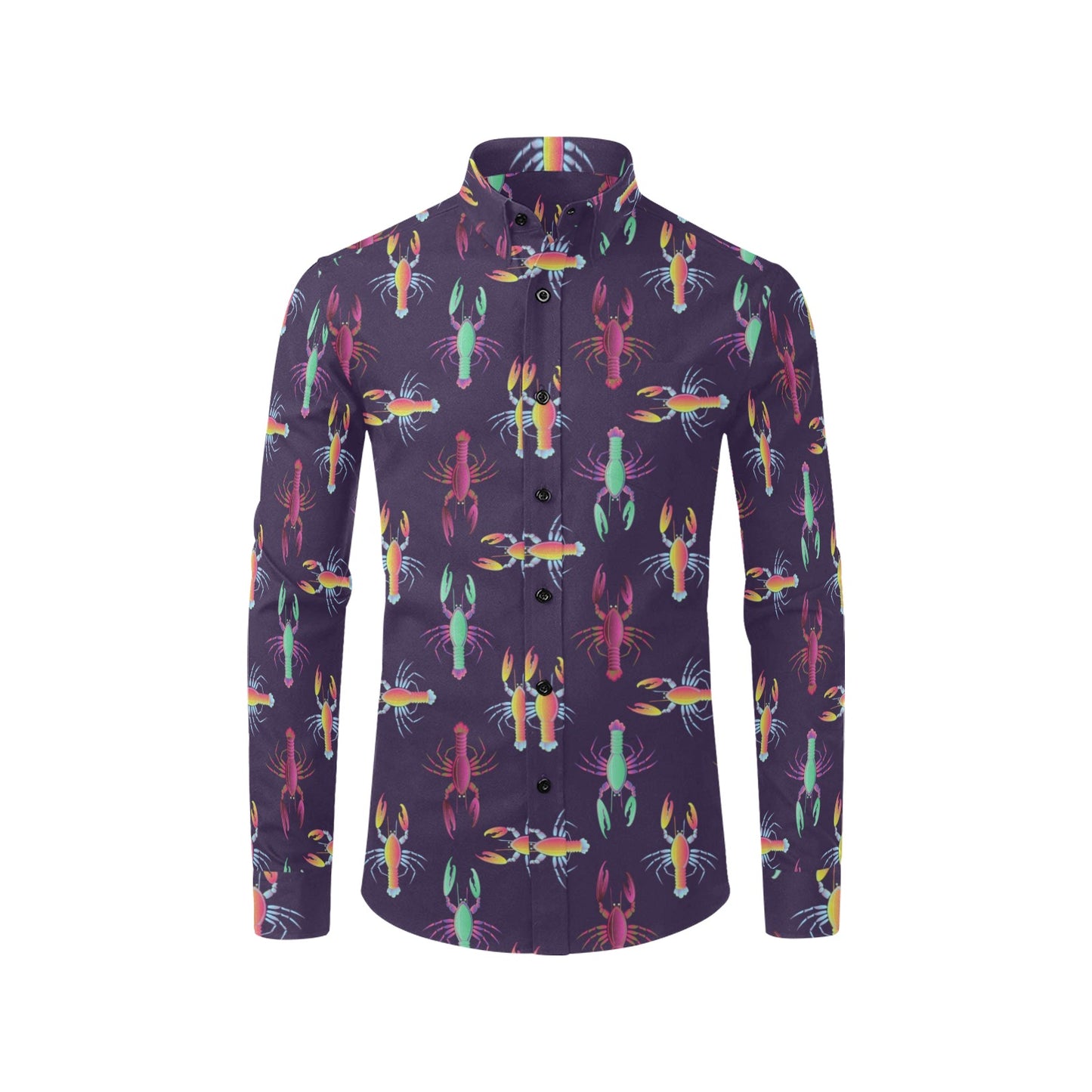Lobster Print Design LKS402 Men's Long Sleeve Dress Shirt