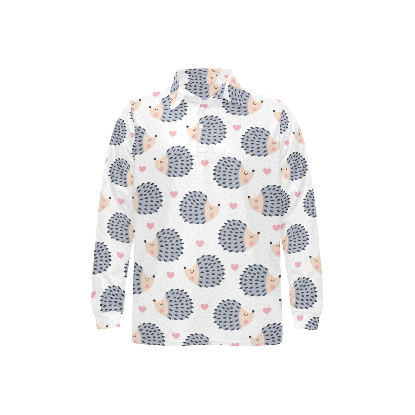 Hedgehog Baby Pattern Print Design 03 Long Sleeve Polo Shirt For Men's