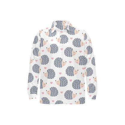 Hedgehog Baby Pattern Print Design 03 Long Sleeve Polo Shirt For Men's