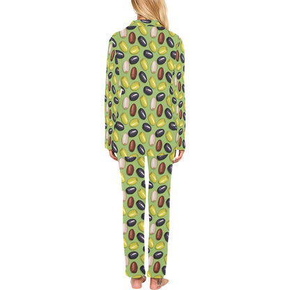 Olive Print Design LKS301 Women's Long Pajama Set