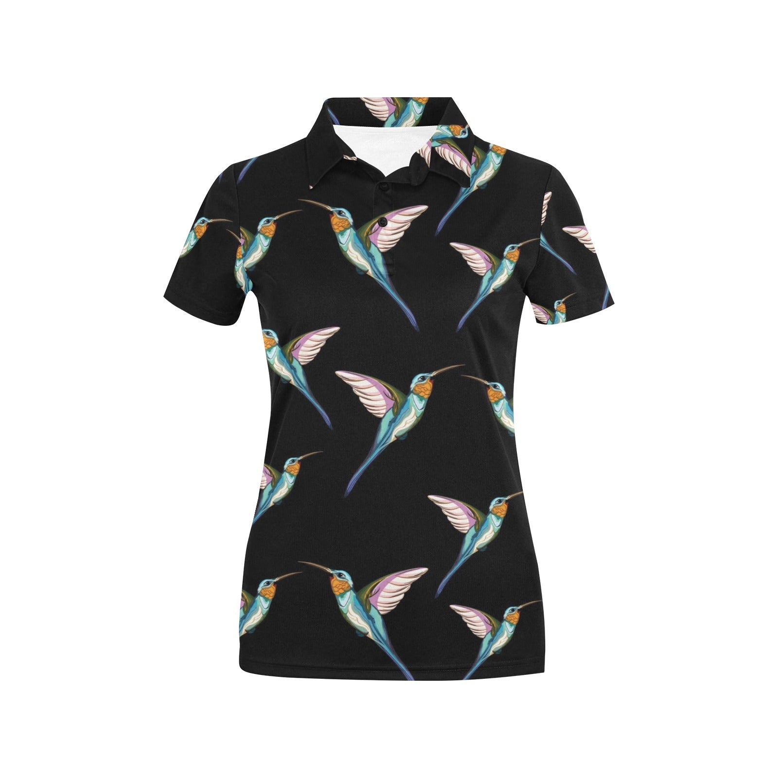 Hummingbird Pattern Print Design 06 Women's Polo Shirt