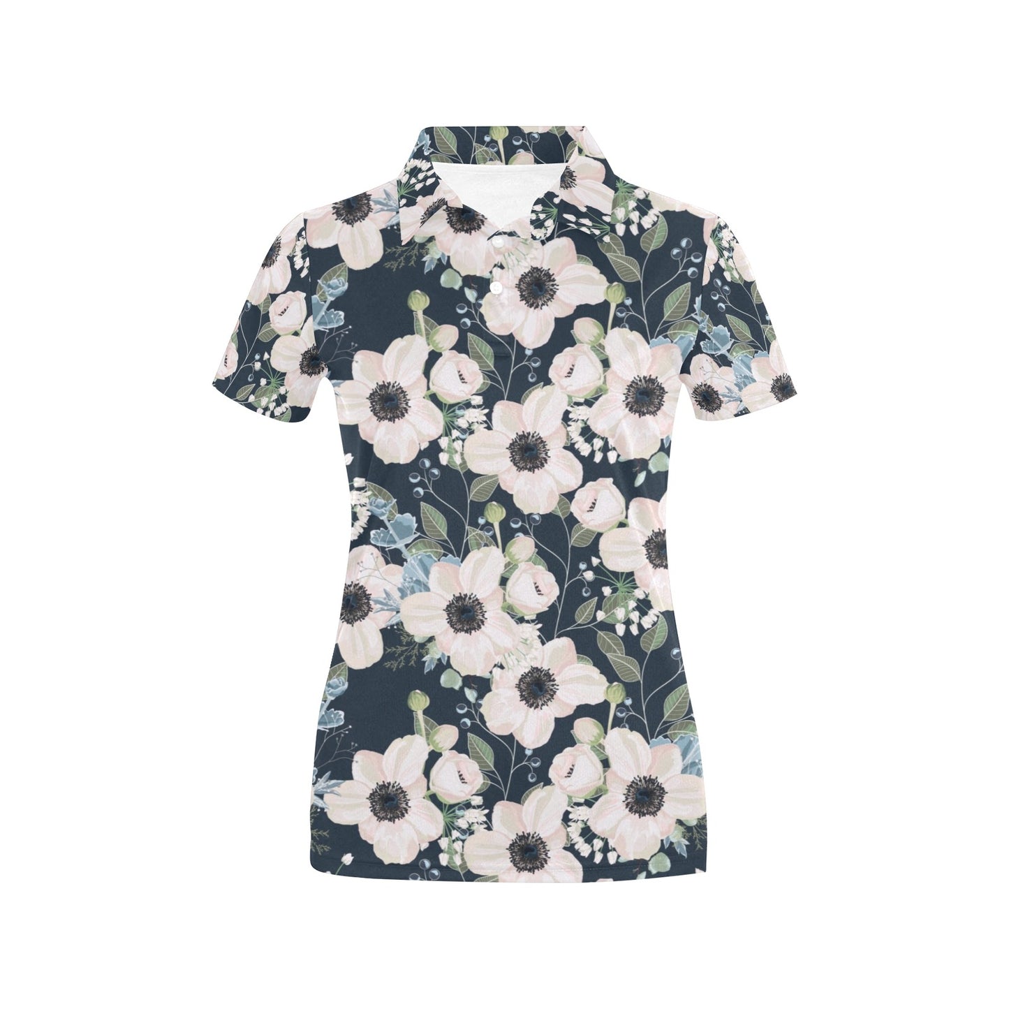 Anemone Pattern Print Design AM02 Women's Polo Shirt