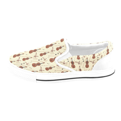 Cello Print Design LKS402 White Slip Ons Canvas Women's Shoes