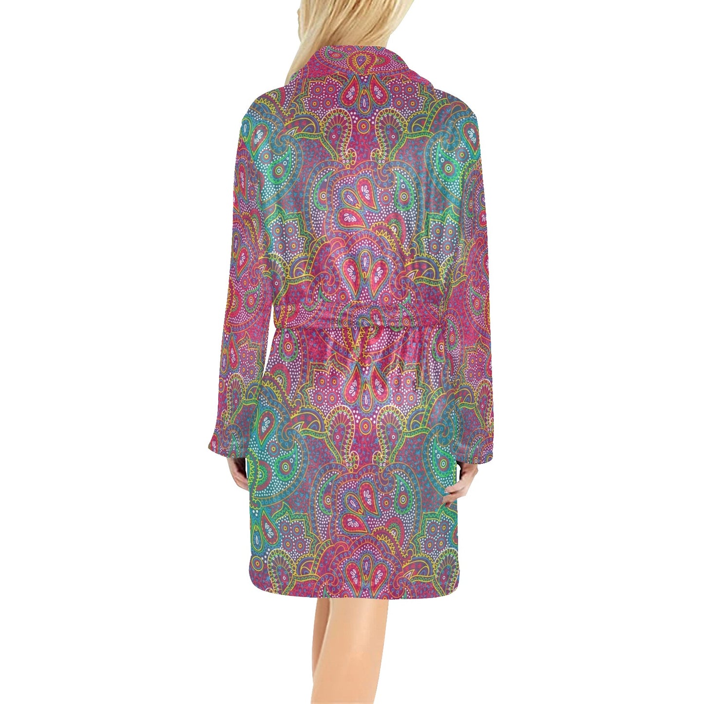 Boho Pattern Print Design 02 Women's Fleece Robe