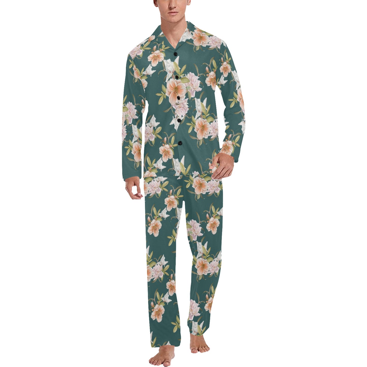 Iris Pattern Print Design IR01 Men's Long Pajama Set