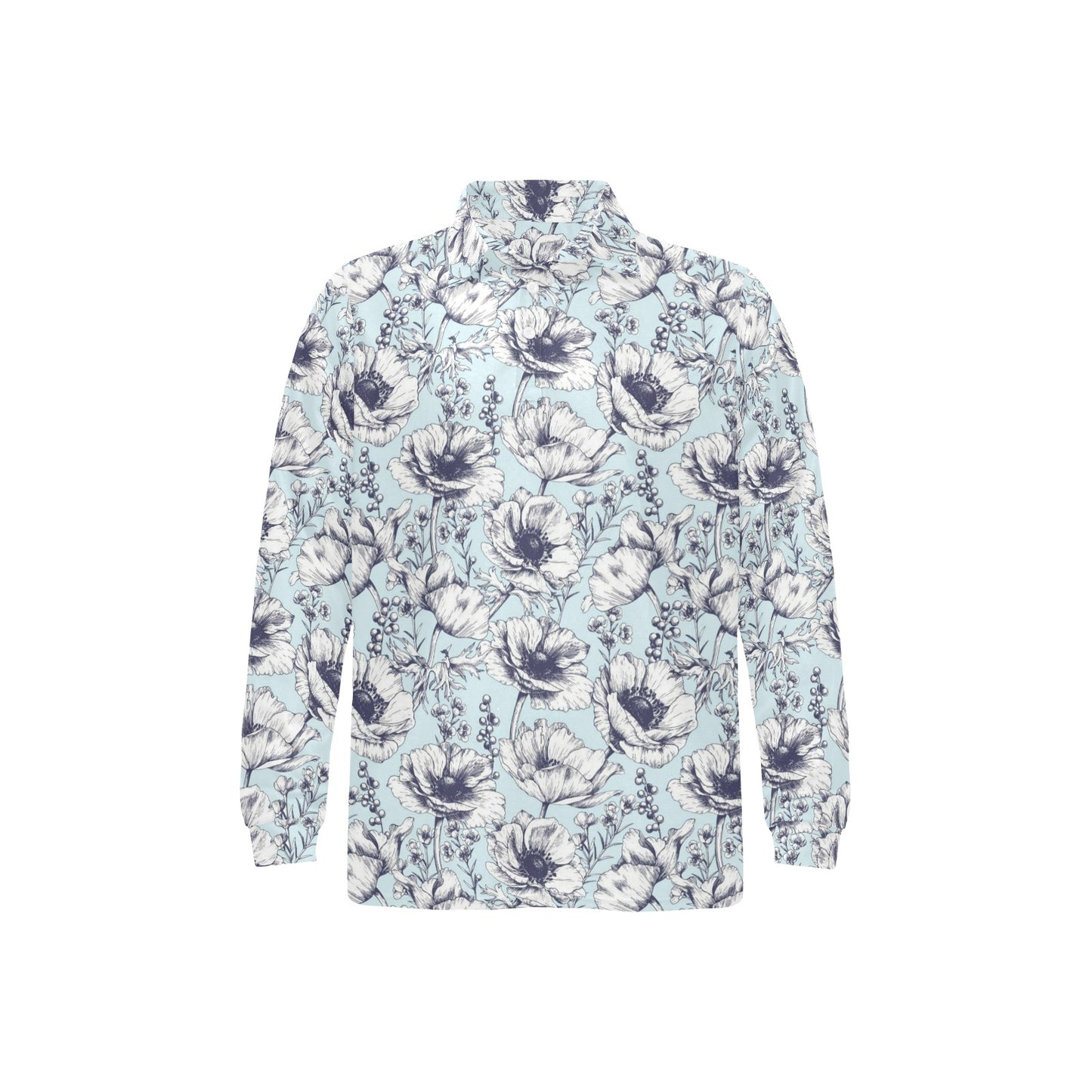 Anemone Pattern Print Design 02 Long Sleeve Polo Shirt For Men's