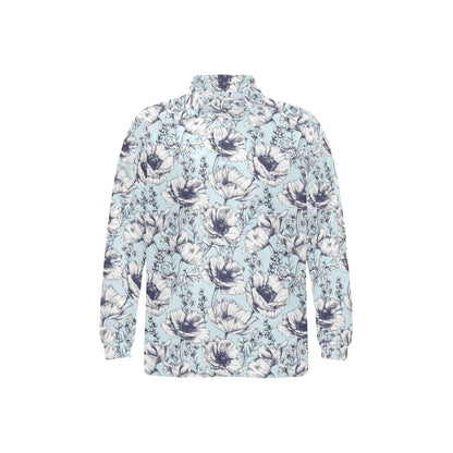 Anemone Pattern Print Design 02 Long Sleeve Polo Shirt For Men's