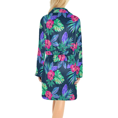 Tropical Flower Pattern Print Design TF09 Women's Fleece Robe