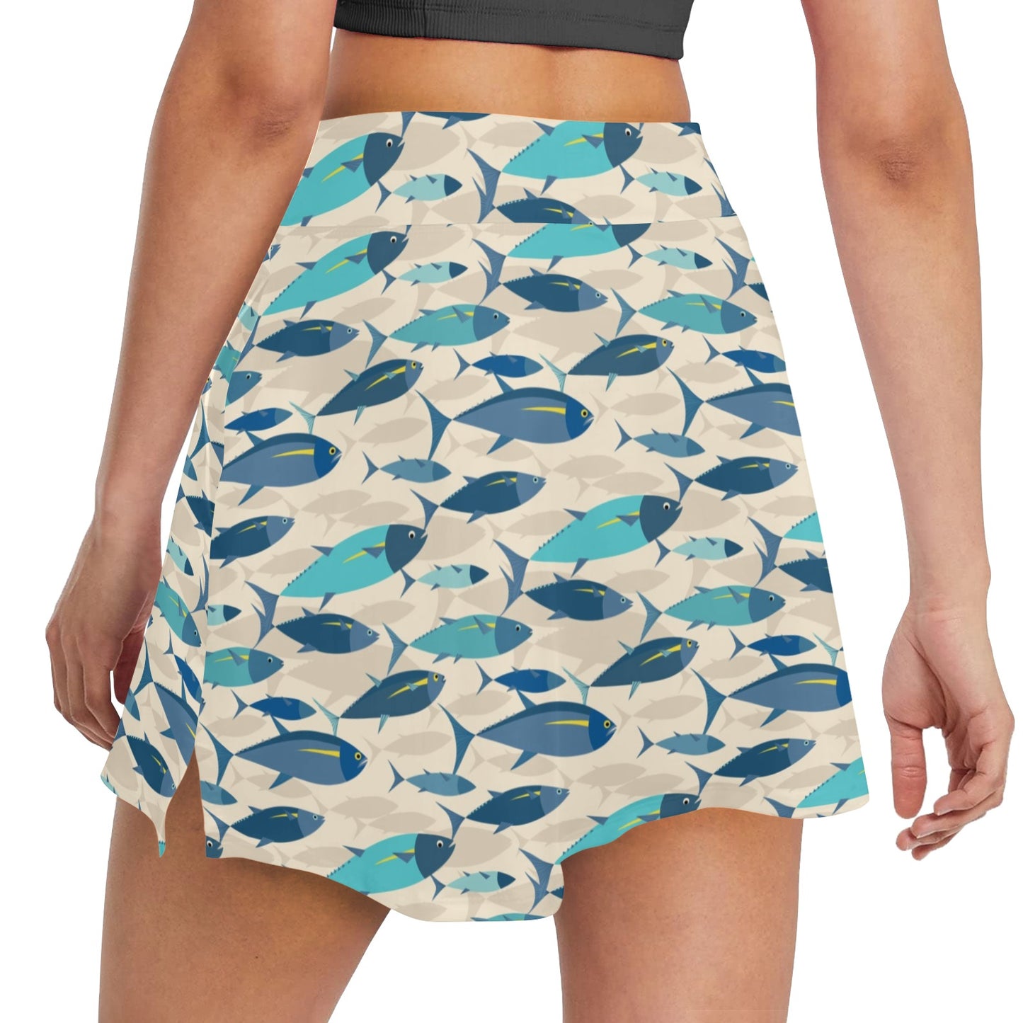 Tuna Fish Print Design LKS302 17" Golf & Pickleball Skort with Pockets