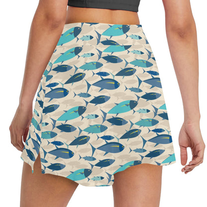 Tuna Fish Print Design LKS302 17" Golf & Pickleball Skort with Pockets