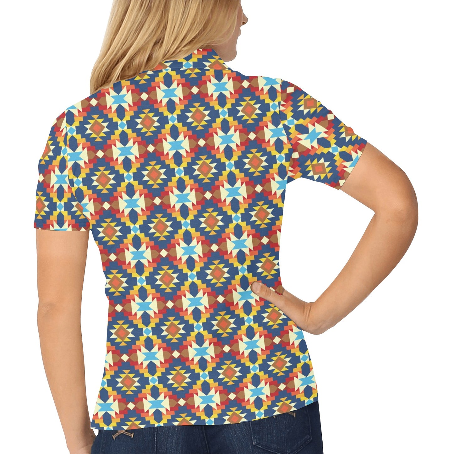 Aztec Pattern Print Design 01 Women's Polo Shirt