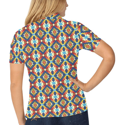 Aztec Pattern Print Design 01 Women's Polo Shirt