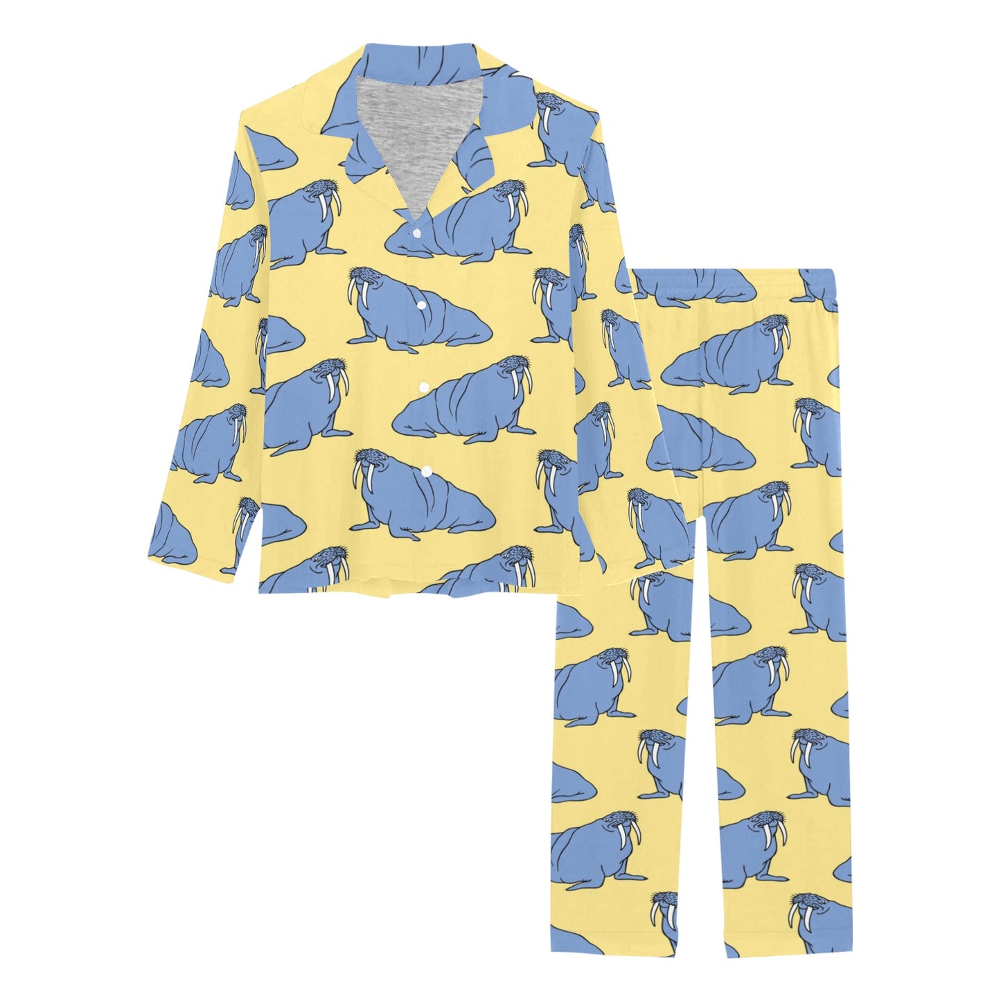Walrus Pattern Print Design 02 Women's Long Pajama Set