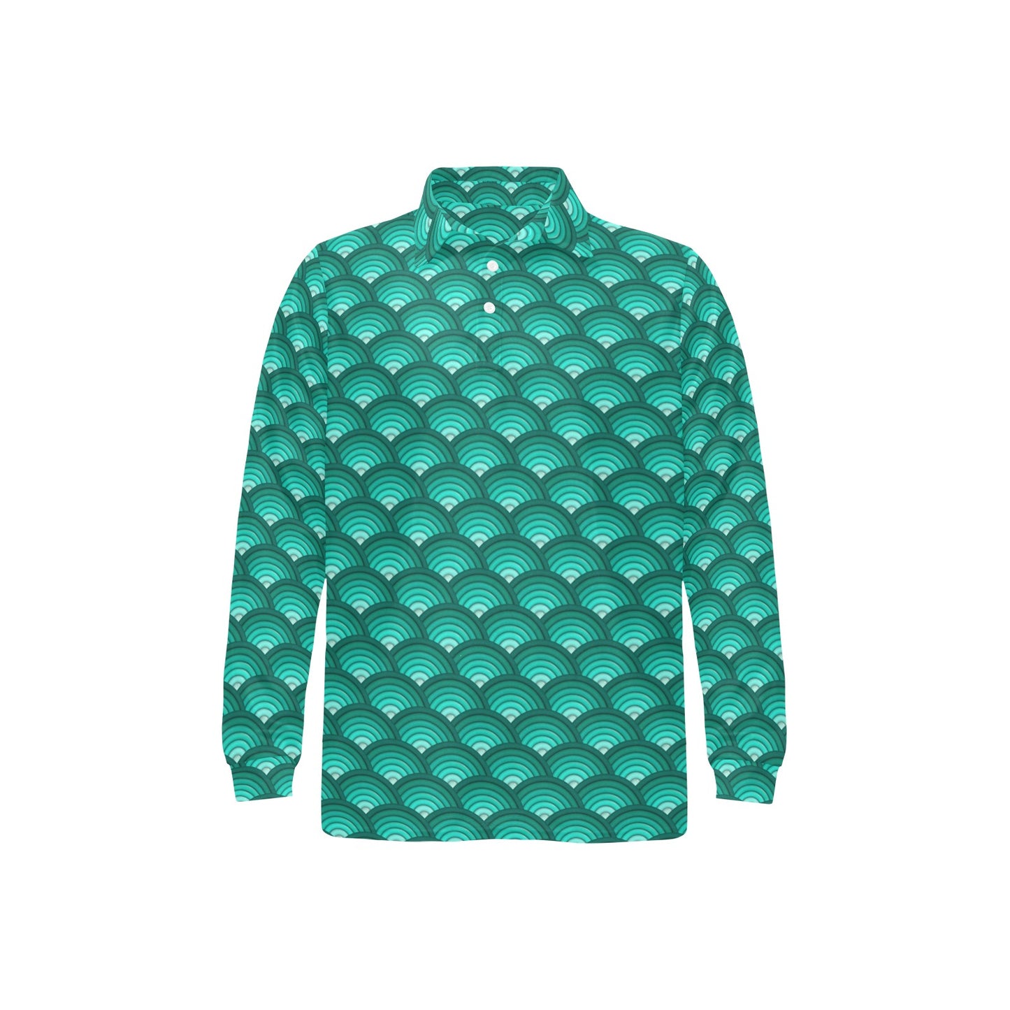 Scales Pattern Print Design 01 Long Sleeve Polo Shirt For Men's