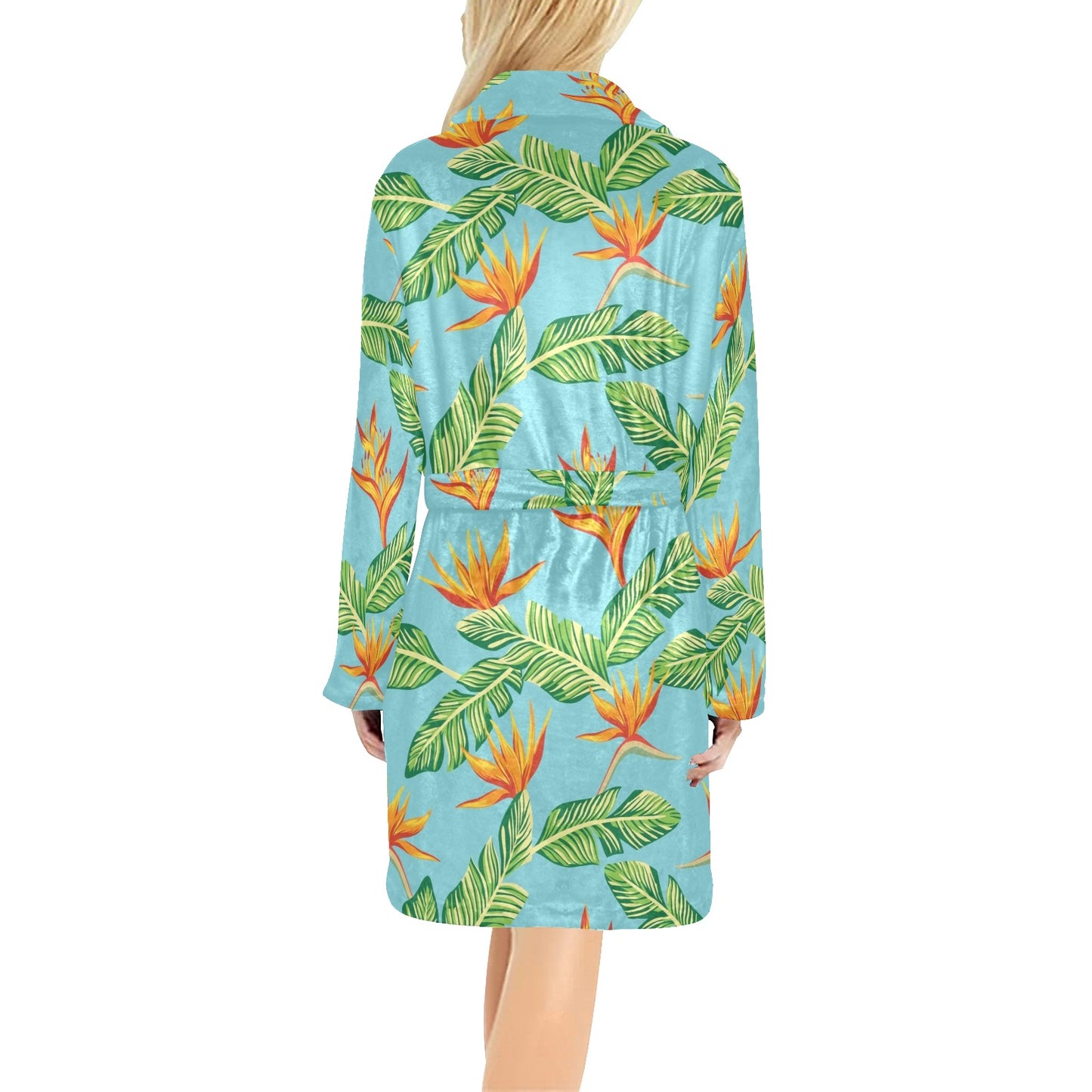 Bird Of Paradise Pattern Print Design BOP04 Women's Fleece Robe