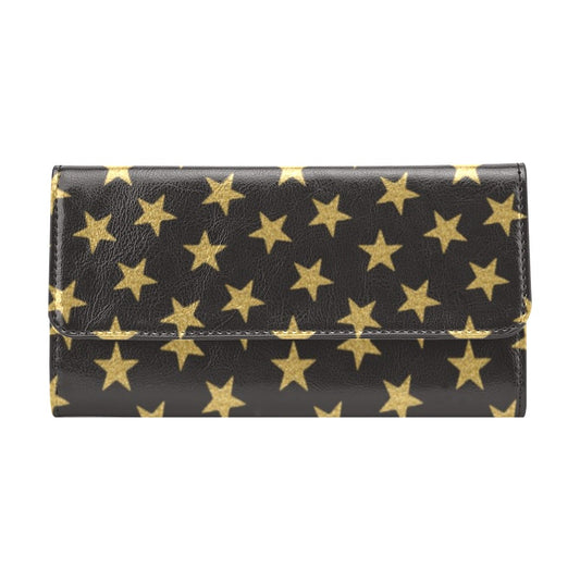Star Gold Print Design LKS302 Women's Trifold Wallet