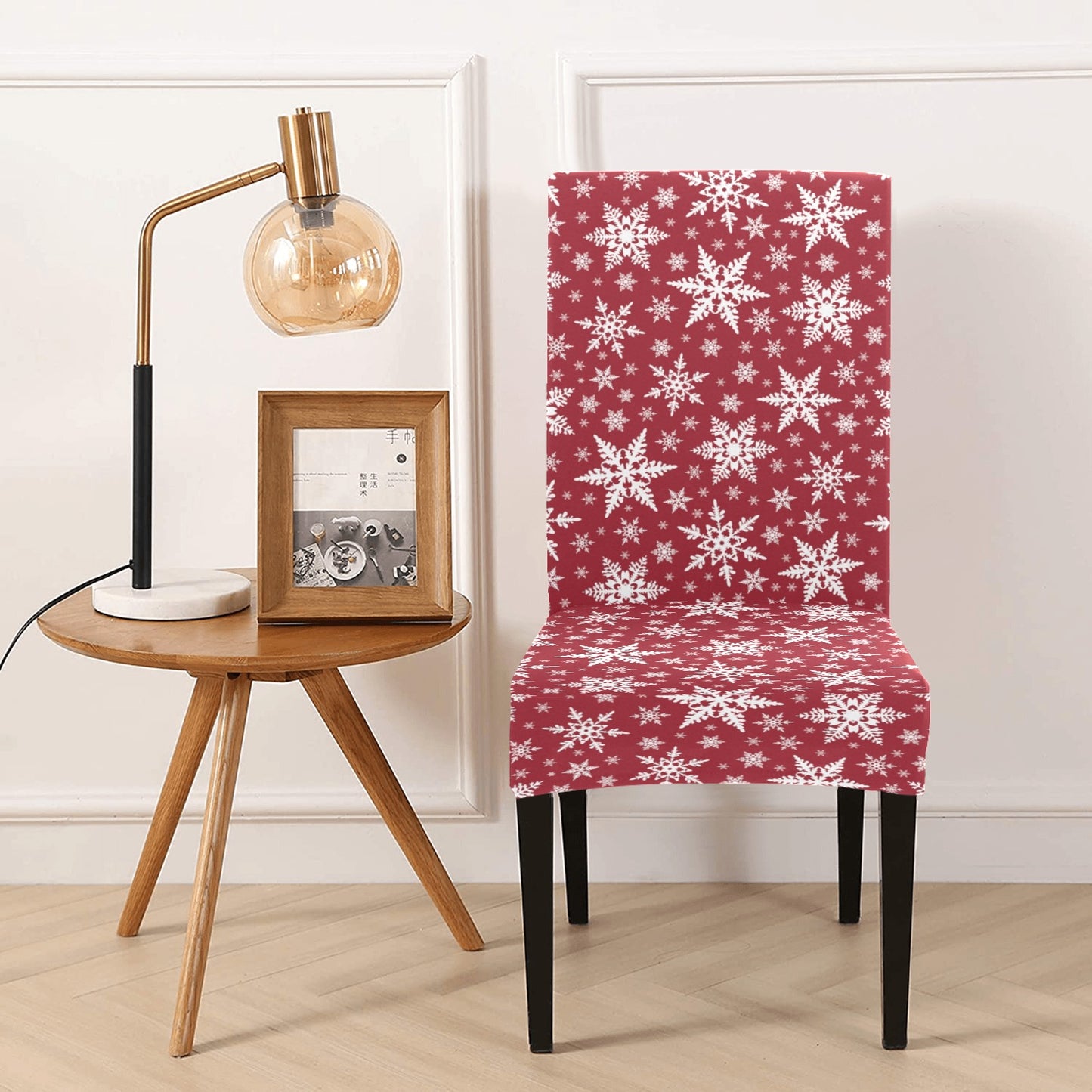 Snowflake Red Print Design LKS302 Dining Chair Slipcover