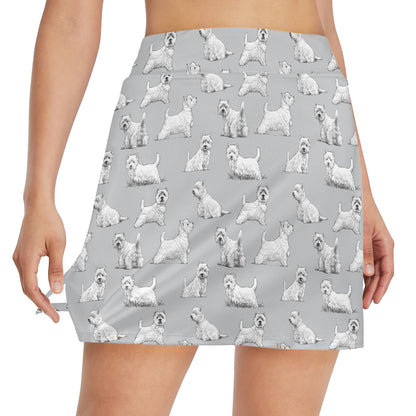 Scottish Terriers Print Design LKS3011 17" Golf & Pickleball Skort with Pockets