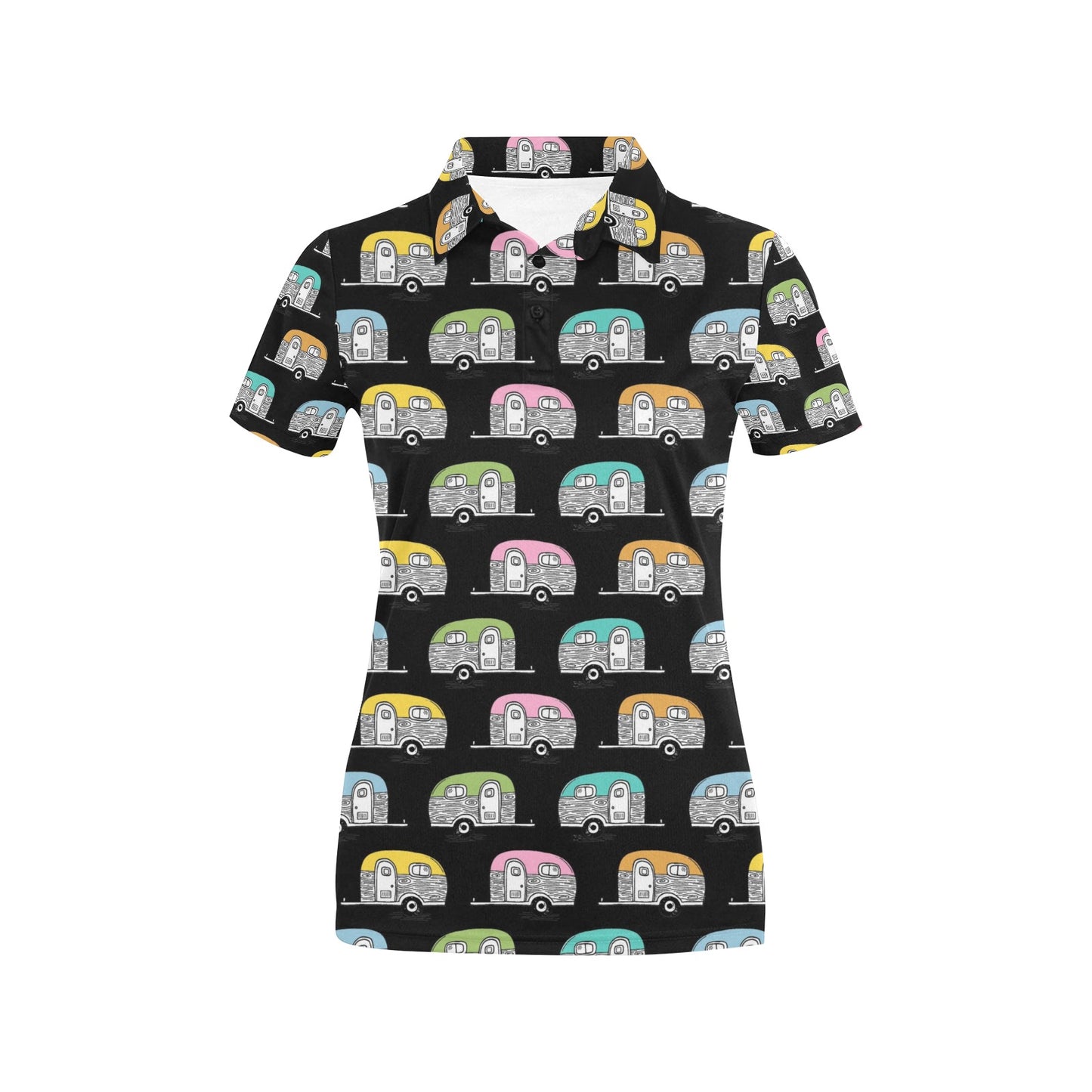 Camper Pattern Camping Themed No 2 Print Women's Polo Shirt
