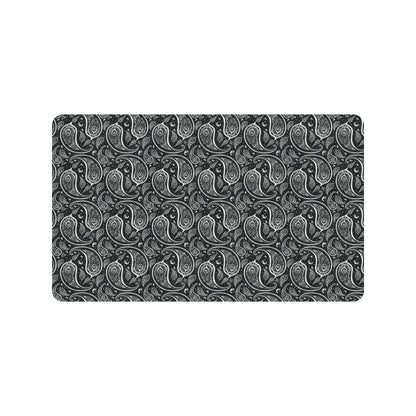 Paisley Black Design Print Rubber Doormat