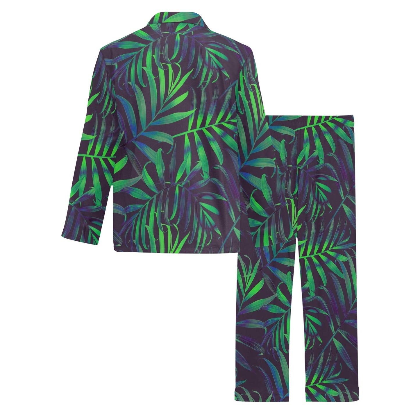 Palm Leaves Pattern Print Design PL01 Men's Long Pajama Set
