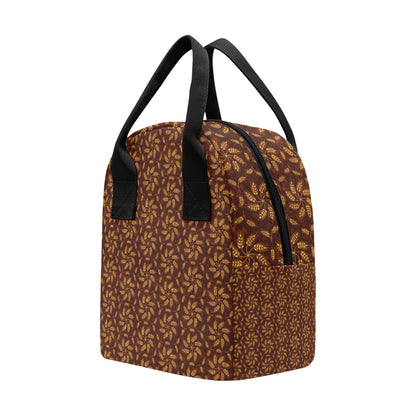 Agricultural Brown Wheat Print Pattern Insulated Lunch Bag