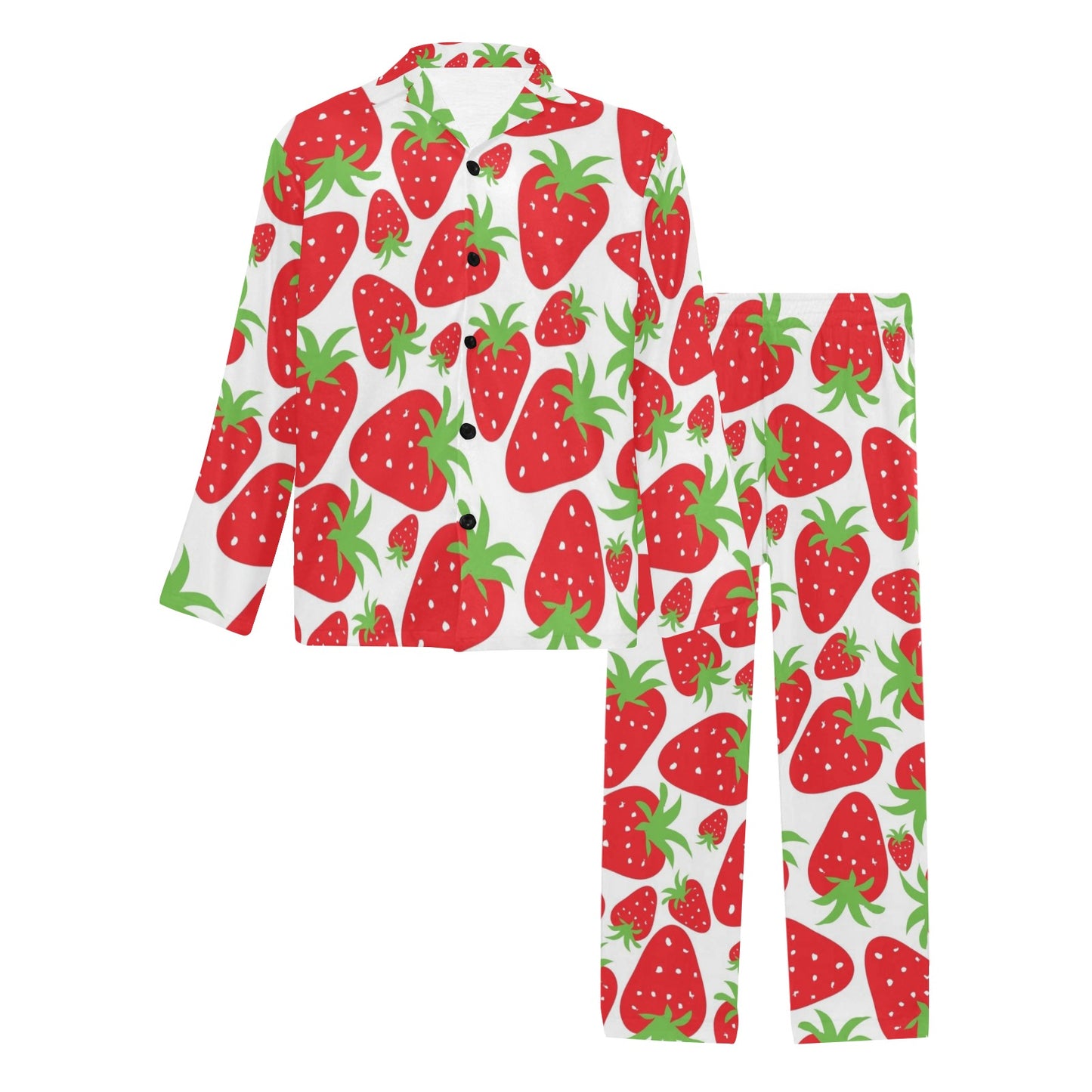 Strawberry Pattern Print Design SB01 Men's Long Pajama Set