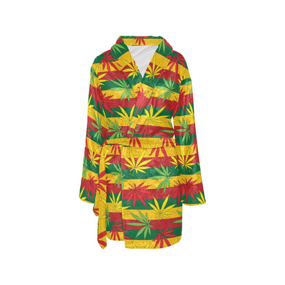 Rasta Pattern Print Design A03 Women's Fleece Robe