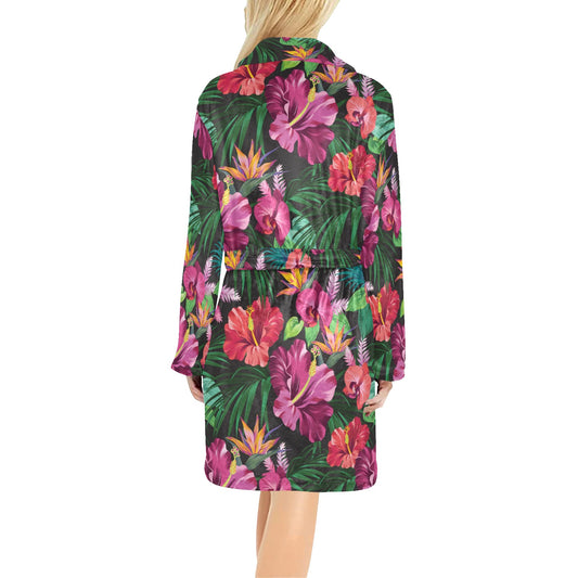 Hawaiian Flower Hibiscus tropical Women's Fleece Robe