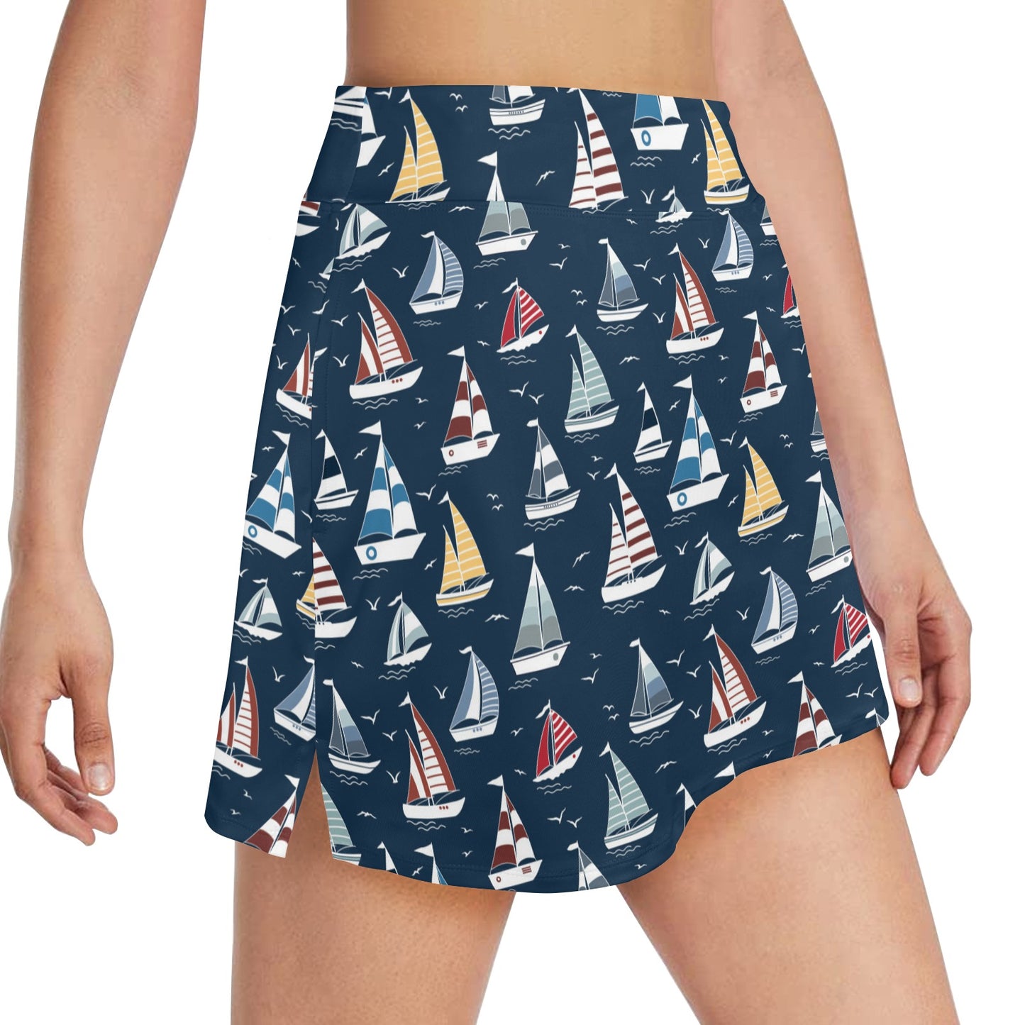 Sailboat Print Design LKS306 17" Golf & Pickleball Skort with Pockets