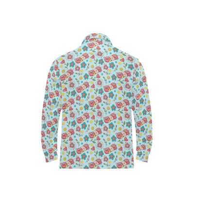 Crochet Pattern Print Design 01 Long Sleeve Polo Shirt For Men's
