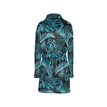 Palm Leaf Pattern Print Design A03 Women's Fleece Robe