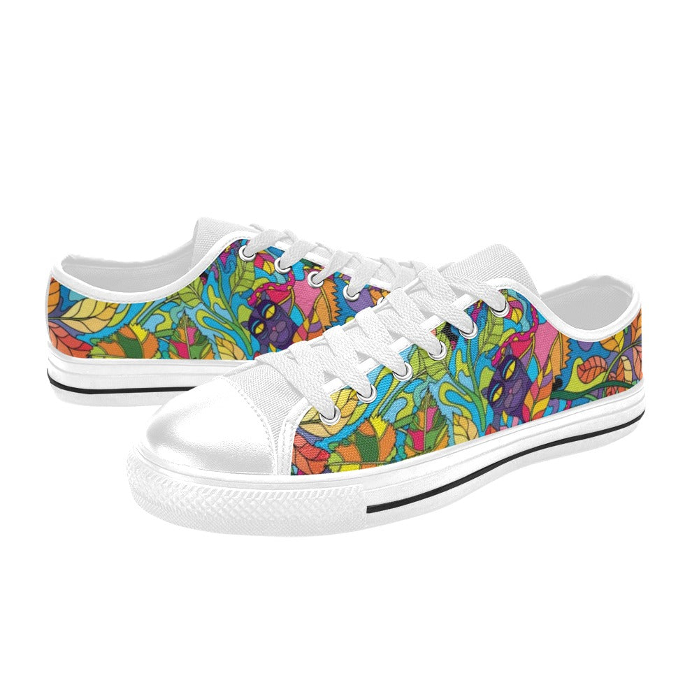 Trippy Print Design LKS301 Women's White Low Top Shoes