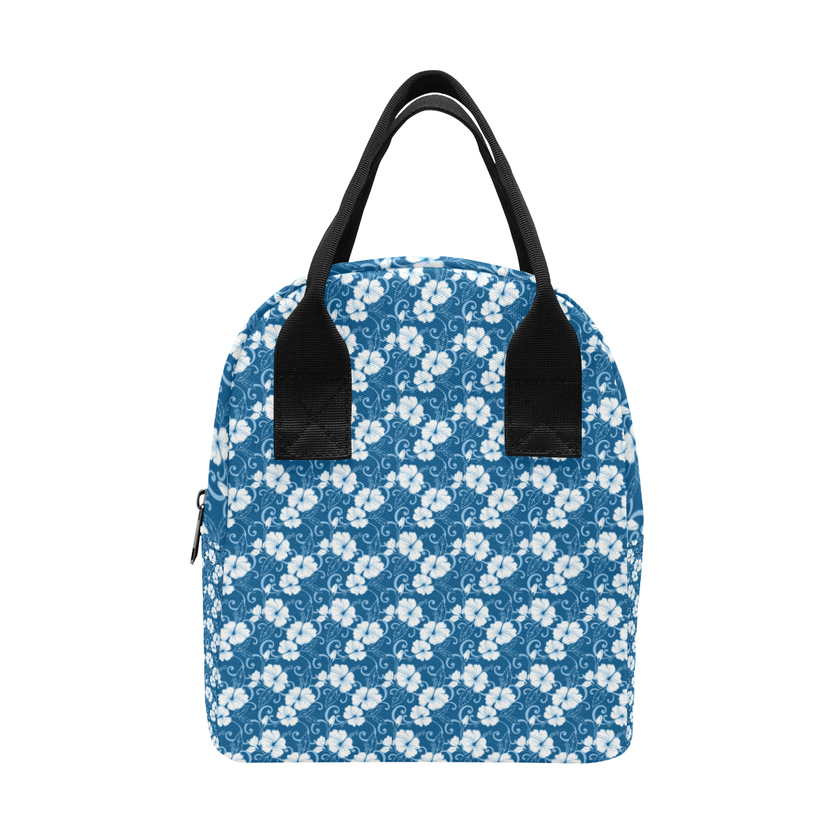 Hibiscus Blue Flower Hawaiian Print Insulated Lunch Bag